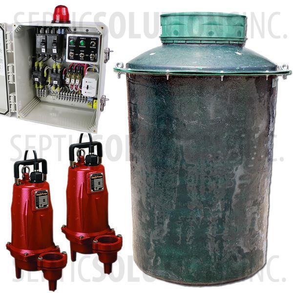 500 Gallon Duplex Fiberglass Pump Station with (2) 2.0 HP Liberty Sewage Ejector Pumps and Alternating Control Panel - Part Number 500FPT-LEH202DUP