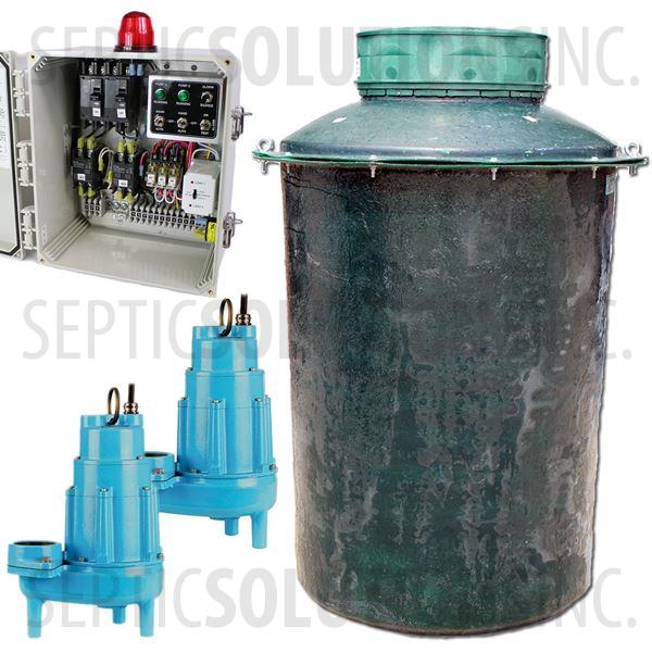 300 Gallon Duplex Fiberglass Pump Station with (2) 2.0 HP Sewage Ejector Pumps and Alternating Control Panel - Part Number 300FPT-20SDUP