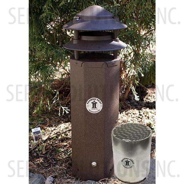 Three Foot Pagoda Vent in Bark Brown with Activated Carbon Filter Cartridge - Part Number PV3BARK-AC