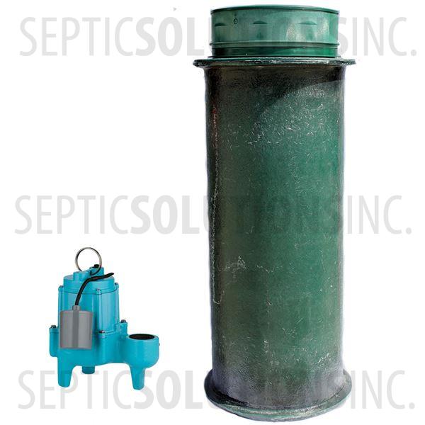 120 Gallon Simplex Fiberglass Pump Station with 4/10 HP Sewage Ejector Pump - Part Number 120FPT-410S