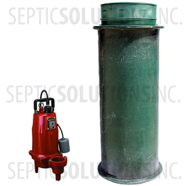 120 Gallon Simplex Fiberglass Pump Station with 1.0 HP Liberty Sewage Ejector Pump - Part Number 120FPT-LEH102