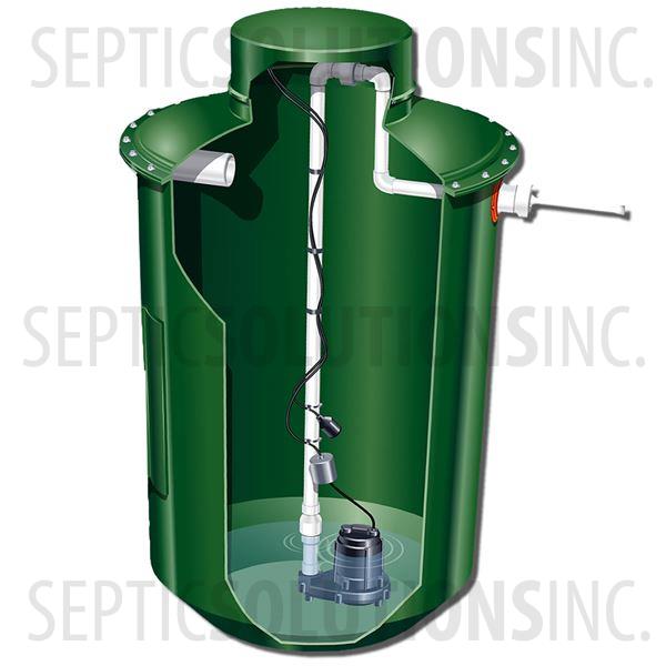 500 Gallon Simplex Fiberglass Pump Station with 1.0 HP Little Giant Sewage Ejector Pump - Part Number 500FPT-10S
