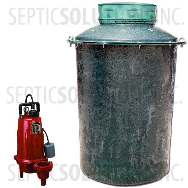 200 Gallon Simplex Fiberglass Pump Station with 1.0 HP Liberty Sewage Ejector Pump - Part Number 200FPT-LEH102