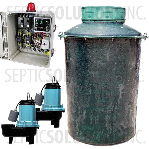 200 Gallon Duplex Fiberglass Pump Station with (2) 1/2 HP Sewage Ejector Pumps and Alternating Control Panel - Part Number 200FPT-12SDUP