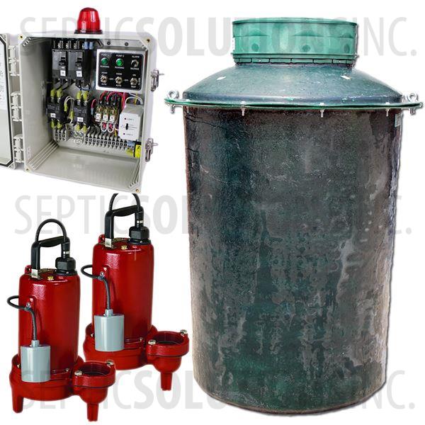 500 Gallon Duplex Fiberglass Pump Station with (2) 1.0 HP Liberty Sewage Ejector Pumps and Alternating Control Panel - Part Number 500FPT-LE102DUP