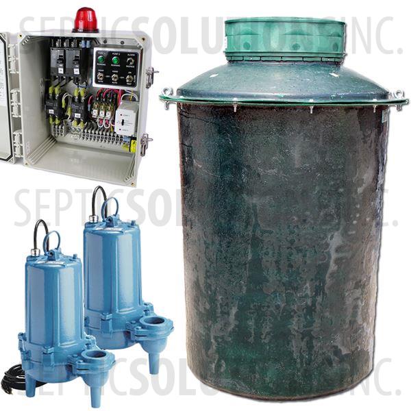 200 Gallon Duplex Fiberglass Pump Station with (2) 1.0 HP Little Giant Sewage Ejector Pumps and Alternating Control Panel - Part Number 200FPT-10SDUP