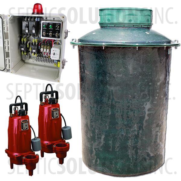 200 Gallon Duplex Fiberglass Pump Station with (2) 1.0 HP Liberty Sewage Ejector Pumps and Alternating Control Panel - Part Number 200FPT-LEH102DUP