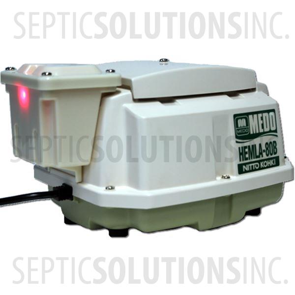 Medo HEM-LA80B Linear Piston Septic Air Pump with Attached Alarm - Part Number HEMLA80B