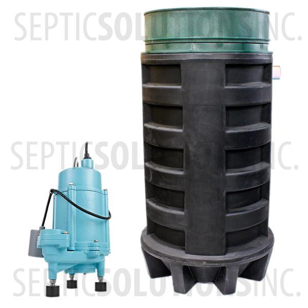 100 Gallon Polyethylene Pump Station with 1.0 HP Little Giant Residential Grinder Pump - Part Number 100PPT-10G