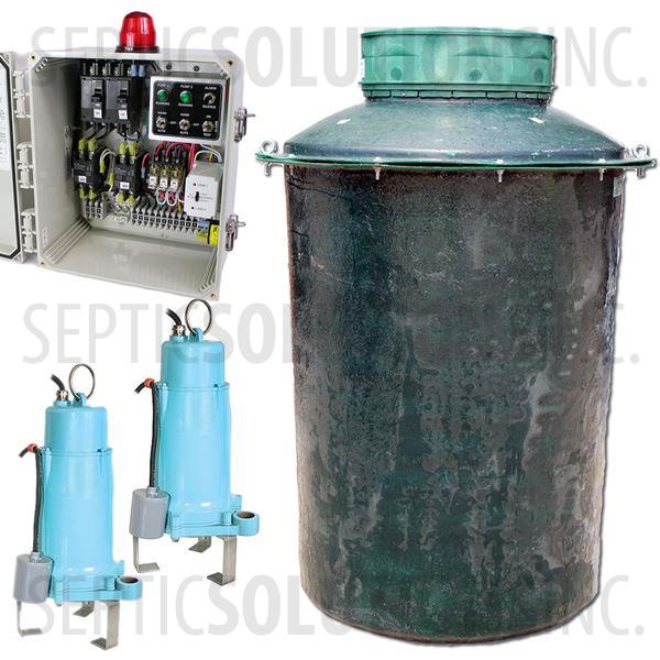 300 Gallon Duplex Fiberglass Pump Station with (2) 2.0 HP Little Giant Sewage Grinder Pumps and Alternating Control Panel - Part Number 300FPT-20GDUP