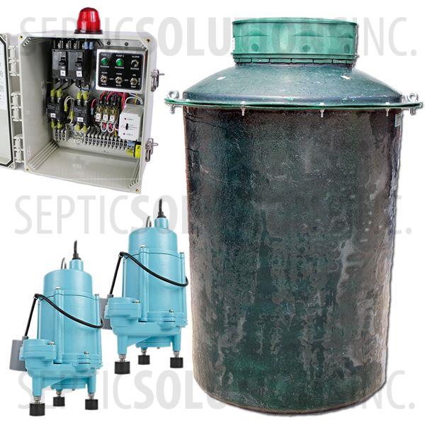 300 Gallon Duplex Fiberglass Pump Station with (2) 1.0 HP Little Giant Sewage Grinder Pumps and Alternating Control Panel - Part Number 300FPT-10GDUP