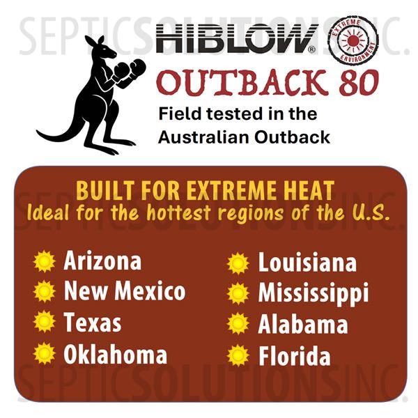 Hiblow Outback 80 High Heat Linear Septic Air Pump - Part Number HP80-OB