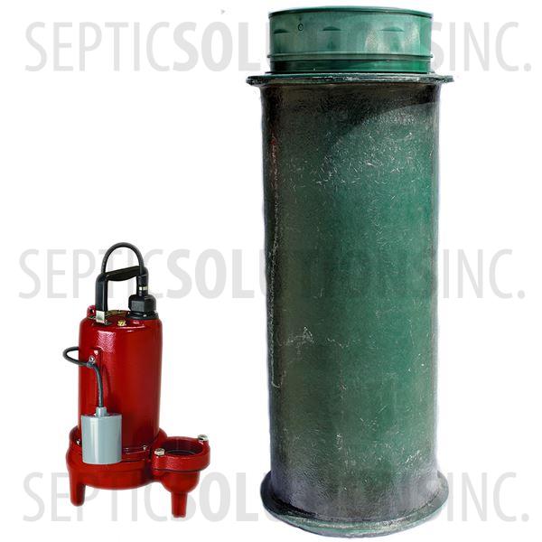 120 Gallon Simplex Fiberglass Pump Station with 1.0 HP Liberty Sewage Ejector Pump - Part Number 120FPT-LE102