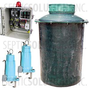 500 Gallon Duplex Fiberglass Pump Station with (2) 2.0 HP Little Giant Sewage Grinder Pumps and Alternating Control Panel