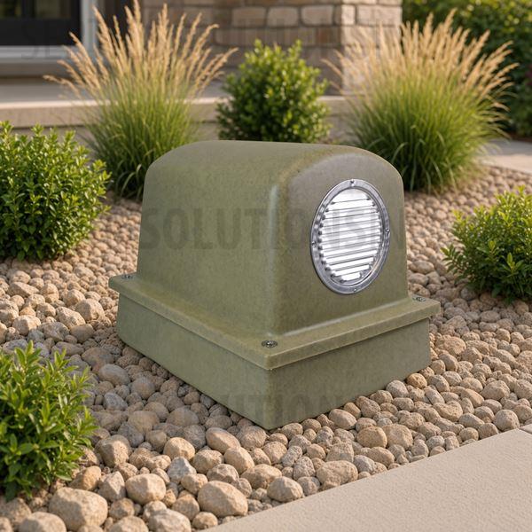Pump Protector™ Vented Air Pump Housing and Platform in Speckled Sandstone - Part Number SSCOMBO-SANDSTONE